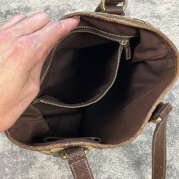 Gucci Monogram GG Small Charmy Tote Bag Brown Bolt Hardware Accent Luxury - Picture 16 of 17